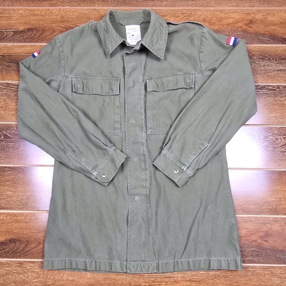 VTG 80’s Dutch Army Olive Green Field Shirt/ Jacket Wahler KL Military Large - Picture 3 of 8